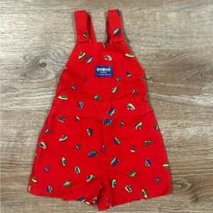 OshKosh B'gosh Red with Boats Kids Overalls 2T